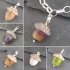 Acorn Clip on Charms, lampwork glass and sterling silver - Flora Collection